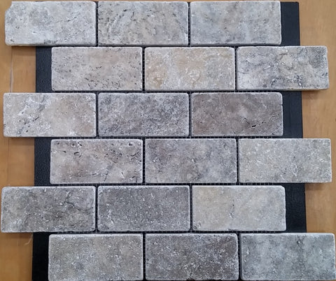 T-stone Travertine Silver Brick mosaic - Each
